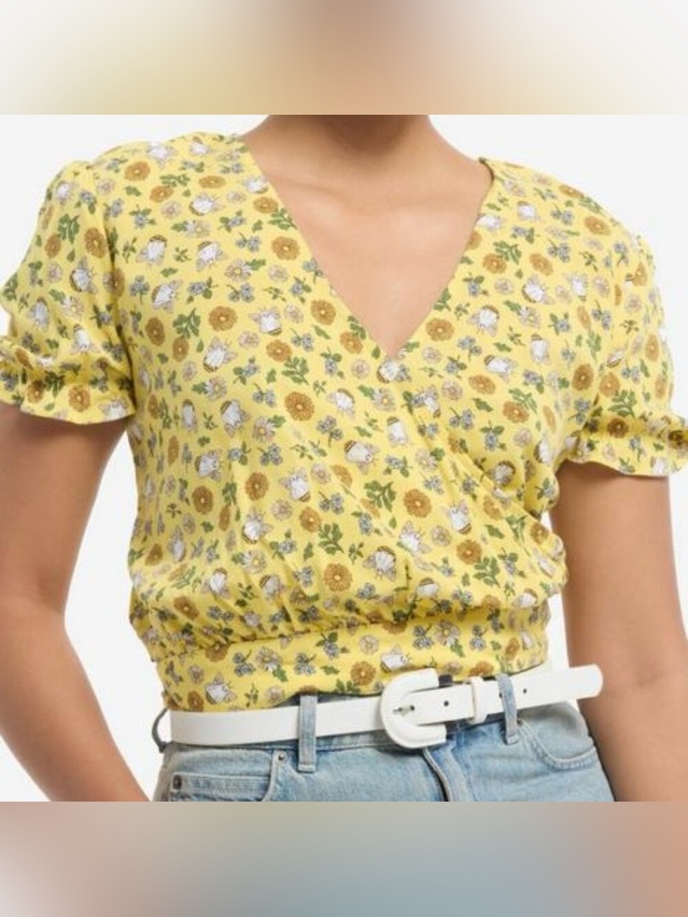 Thorn & Fable Faux Wrap Blouse Top Womens M Cottagecore Fairy Ghost Halloween